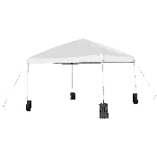 10'x10' White Pop Up Event Straight Leg Canopy Tent with Sandbags and Wheeled Case, JJ-GZ1010PKG-WH-GG