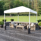 10'x10' White Pop Up Event Straight Leg Canopy Tent with Sandbags and Wheeled Case, JJ-GZ1010PKG-WH-GG