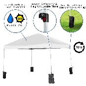 10'x10' White Pop Up Event Straight Leg Canopy Tent with Sandbags and Wheeled Case, JJ-GZ1010PKG-WH-GG