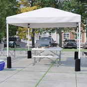 Harris 10'x10'WhitePopUpEventCanopyTentwithWheeledCaseandFoldingBenchSet-PortableTailgate,Camping,EventSet, JJ-GZ10PKG103-WH-GG