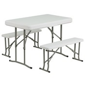 Harris 10'x10'WhitePopUpEventCanopyTentwithWheeledCaseandFoldingBenchSet-PortableTailgate,Camping,EventSet, JJ-GZ10PKG103-WH-GG