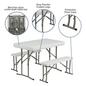 Harris 10'x10'WhitePopUpEventCanopyTentwithWheeledCaseandFoldingBenchSet-PortableTailgate,Camping,EventSet, JJ-GZ10PKG103-WH-GG
