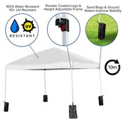 Harris 10'x10'WhitePopUpEventCanopyTentwithWheeledCaseandFoldingBenchSet-PortableTailgate,Camping,EventSet, JJ-GZ10PKG103-WH-GG