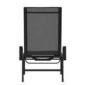 Brazos Adjustable Chaise Lounge Chair with Arms, All-Weather Outdoor Five-Position Recliner, Black/Black, JJ-LC323-BLK-BLK-GG
