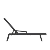 Brazos Adjustable Chaise Lounge Chair with Arms, All-Weather Outdoor Five-Position Recliner, Black/Black, JJ-LC323-BLK-BLK-GG