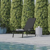 Brazos Adjustable Chaise Lounge Chair with Arms, All-Weather Outdoor Five-Position Recliner, Black/Black, JJ-LC323-BLK-BLK-GG