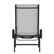 Brazos Adjustable Chaise Lounge Chair with Arms, All-Weather Outdoor Five-Position Recliner, Black/Gray, JJ-LC323-BLK-GRY-GG