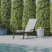 Brazos Adjustable Chaise Lounge Chair with Arms, All-Weather Outdoor Five-Position Recliner, Black/Gray, JJ-LC323-BLK-GRY-GG