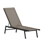 Brazos Adjustable Chaise Lounge Chair, Outdoor Five-Position Recliner, All Weather, Black/Brown, JJ-LC326-BLK-BR-GG