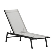 Brazos Adjustable Chaise Lounge Chair, Outdoor Five-Position Recliner, All Weather, Black/Gray, JJ-LC326-BLK-GRY-GG
