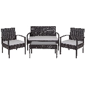 Aransas Series 4 Piece Black Patio Set with Steel Frame and Gray Cushions, JJ-S312-GG