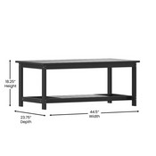 Charlestown All-Weather Poly Resin Wood Two Tiered Adirondack Slatted Coffee Conversation Table in Black, JJ-T14022-BK-GG