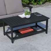 Charlestown All-Weather Poly Resin Wood Two Tiered Adirondack Slatted Coffee Conversation Table in Black, JJ-T14022-BK-GG