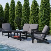 Charlestown All-Weather Poly Resin Wood Two Tiered Adirondack Slatted Coffee Conversation Table in Black, JJ-T14022-BK-GG