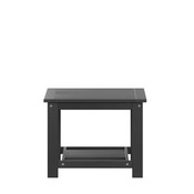 Charlestown All-Weather Poly Resin Wood Two Tiered Adirondack Slatted Coffee Conversation Table in Black, JJ-T14022-BK-GG