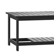 Charlestown All-Weather Poly Resin Wood Two Tiered Adirondack Slatted Coffee Conversation Table in Black, JJ-T14022-BK-GG