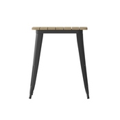 Declan Commercial Grade Indoor/Outdoor Dining Table, 23.75" Square All Weather Brown Poly Resin Top with Black Steel Base, JJ-T14619-60-BRBK-GG