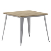 Declan Commercial Indoor/Outdoor Dining Table with Umbrella Hole, 36