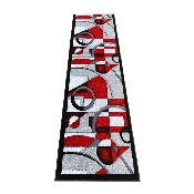 Elias Collection 2' x 7' Red Geometric Abstract Area Rug - Olefin Rug with Jute Backing - Hallway, Entryway, or Bedroom