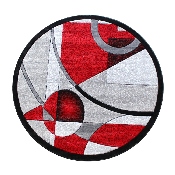 Elias Collection 5' x 5' Round Red Geometric Abstract Area Rug - Olefin Rug with Jute Backing - Hallway, Entryway, or Bedroom