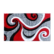 Athos Collection 2' x 3' Red Abstract Area Rug - Olefin Rug with Jute Backing - Hallway, Entryway, or Bedroom