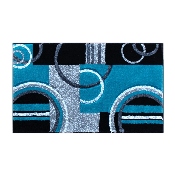 Audra Collection 2' x 3' Turquoise Geometric Abstract Area Rug - Olefin Rug with Jute Backing - Entryway, Living Room, or Bedroom