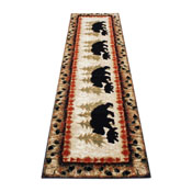 Ursus Collection 2' x 7' Rustic Lodge Wandering Black Bear and Cub Area Rug with Jute Backing, KP-RGB3940-27-BN-GG