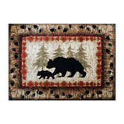 Ursus Collection 4' x 5' Rustic Lodge Wandering Black Bear and Cub Area Rug with Jute Backing, KP-RGB3940-45-BN-GG