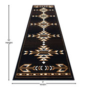 Amado Collection Southwestern 3' x 16' Brown Area Rug - Olefin Accent Rug with Jute Backing - Living Room, Bedroom, Entryway, KP-RGB9072-316-BN-GG