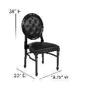 HERCULES Series 900 lb. Capacity King Louis Chair with Tufted Back, Black Vinyl Seat and Black Frame, LE-B-B-T-MON-GG
