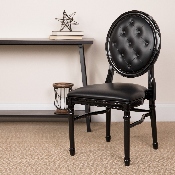 HERCULES Series 900 lb. Capacity King Louis Chair with Tufted Back, Black Vinyl Seat and Black Frame, LE-B-B-T-MON-GG