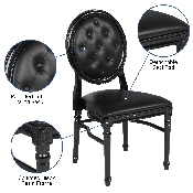 HERCULES Series 900 lb. Capacity King Louis Chair with Tufted Back, Black Vinyl Seat and Black Frame, LE-B-B-T-MON-GG