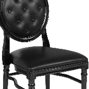 HERCULES Series 900 lb. Capacity King Louis Chair with Tufted Back, Black Vinyl Seat and Black Frame, LE-B-B-T-MON-GG