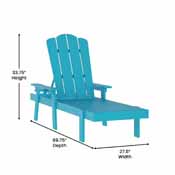 Sonora Commercial Grade Adjustable Adirondack Lounger with Cup Holder, All-Weather Indoor/Outdoor Recycled HDPE Lounge Chair in Blue, LE-HMP-070-01-BL-GG