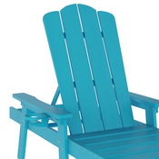 Sonora Commercial Grade Adjustable Adirondack Lounger with Cup Holder, All-Weather Indoor/Outdoor Recycled HDPE Lounge Chair in Blue, LE-HMP-070-01-BL-GG