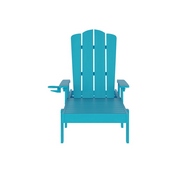 Sonora Commercial Grade Adjustable Adirondack Lounger with Cup Holder, All-Weather Indoor/Outdoor Recycled HDPE Lounge Chair in Blue, LE-HMP-070-01-BL-GG