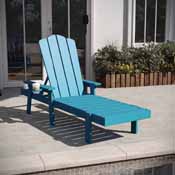 Sonora Commercial Grade Adjustable Adirondack Lounger with Cup Holder, All-Weather Indoor/Outdoor Recycled HDPE Lounge Chair in Blue, LE-HMP-070-01-BL-GG