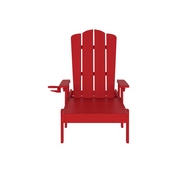 Sonora Commercial Grade Adjustable Adirondack Lounger with Cup Holder, All-Weather Indoor/Outdoor Recycled HDPE Lounge Chair in Red, LE-HMP-070-01-RED-GG