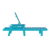 Sonora Commercial Grade 3 Piece Indoor/Outdoor Adirondack Set with 2 Adjustable HDPE Loungers with Cup Holders and 2-Tier Side Table in Blue, LE-HMP-070-1035-BL-GG
