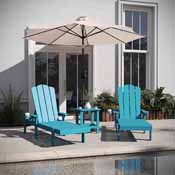 Sonora Commercial Grade 3 Piece Indoor/Outdoor Adirondack Set with 2 Adjustable HDPE Loungers with Cup Holders and 2-Tier Side Table in Blue, LE-HMP-070-1035-BL-GG