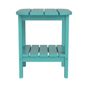 Manchester Commercial Grade 3-Piece Indoor/Outdoor Set with 2 Contemporary All-Weather HDPE Rocking Chairs and End Table in Blue, LE-HMP-2002-2-T1517H-BL-GG