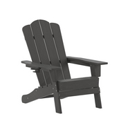 Newport Adirondack Chair with Cup Holder, Weather Resistant HDPE Adirondack Chair in Gray, LE-HMP-1044-10-GY-GG