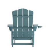 Newport HDPE Adirondack Chair with Cup Holder and Pull Out Ottoman, All-Weather HDPE Indoor/Outdoor Lounge Chair in Blue, LE-HMP-1044-110-BL-GG
