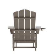 Newport HDPE Adirondack Chair with Cup Holder and Pull Out Ottoman, All-Weather HDPE Indoor/Outdoor Lounge Chair in Brown, LE-HMP-1044-110-BR-GG