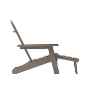Newport HDPE Adirondack Chair with Cup Holder and Pull Out Ottoman, All-Weather HDPE Indoor/Outdoor Lounge Chair in Brown, LE-HMP-1044-110-BR-GG