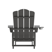 Newport HDPE Adirondack Chair with Cup Holder and Pull Out Ottoman, All-Weather HDPE Indoor/Outdoor Lounge Chair in Gray, LE-HMP-1044-110-GY-GG