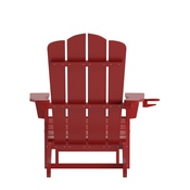 Newport HDPE Adirondack Chair with Cup Holder and Pull Out Ottoman, All-Weather HDPE Indoor/Outdoor Lounge Chair in Red, LE-HMP-1044-110-RD-GG
