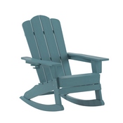 Newport Adirondack Rocking Chair with Cup Holder, Weather Resistant HDPE Adirondack Rocking Chair in Blue, LE-HMP-1044-31-BL-GG