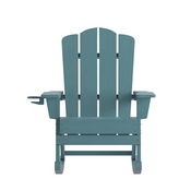 Newport Adirondack Rocking Chair with Cup Holder, Weather Resistant HDPE Adirondack Rocking Chair in Blue, LE-HMP-1044-31-BL-GG