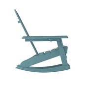 Newport Adirondack Rocking Chair with Cup Holder, Weather Resistant HDPE Adirondack Rocking Chair in Blue, LE-HMP-1044-31-BL-GG